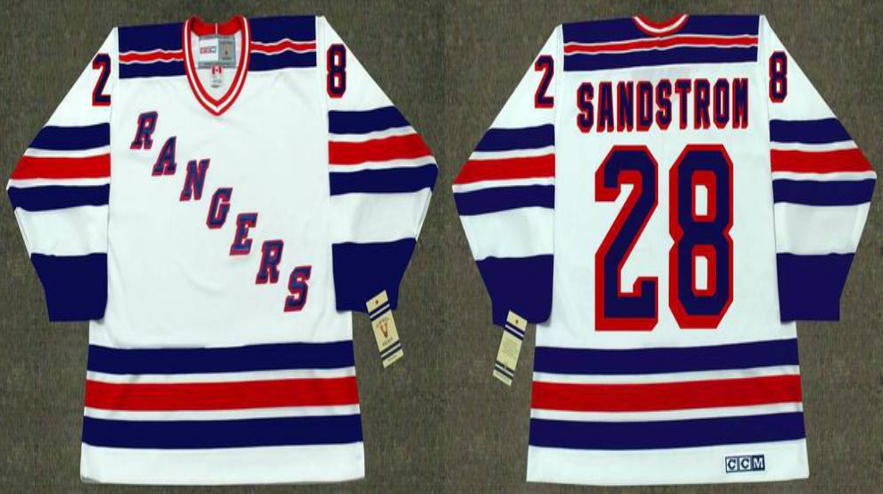 2019 Men New York Rangers 28 Sandstrom white CCM NHL jerseys